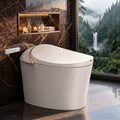 TECHO Tank-Fed Smart Toilet with Bidet, Laser Sensing Auto Lid and Hand-Wave Lid/Seat/Flush Control, Backup-Battery Flush, Heated Seat, Dryer, Remote